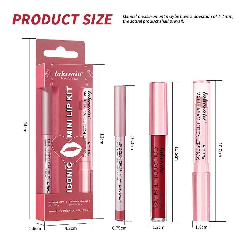 Matte Lipstick and Lip Liner Makeup Set Long Lasting Lip Cosmetic Kit