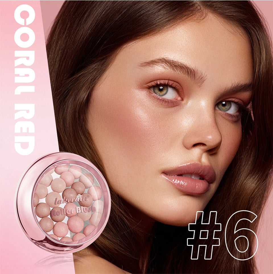 Roller Blush Spherical Powder Beads Shimmer Face Makeup Blusher - 9