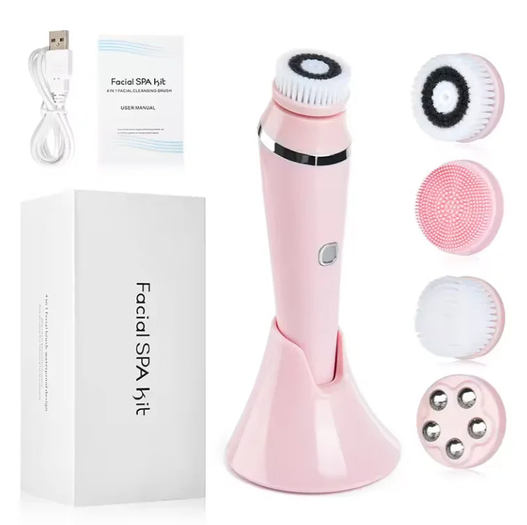 4 in 1 Electric Facial Cleansing Brush Rechargeable Pore Cleaner