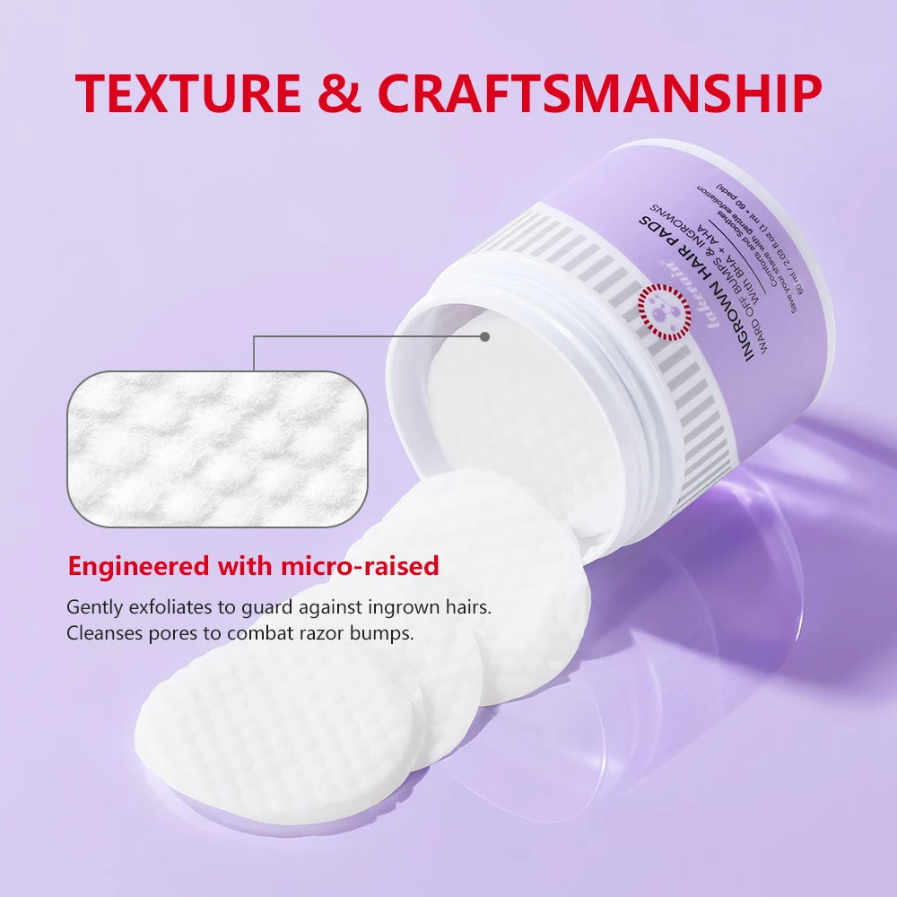 Ingrown Hair Pads and Razor Bump Treatment Exfoliating Wipes - 5