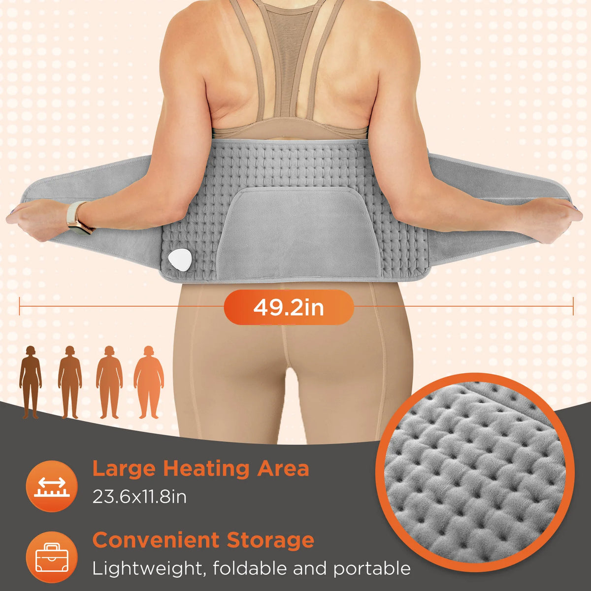 Electric Heating Pad with Hand Pockets Waist Heated Wrap