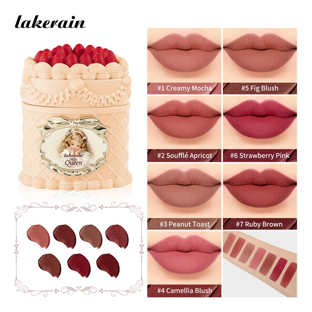 Strawberry Lip Mud Matte Velvet Lipstick Long Lasting Lip Cream