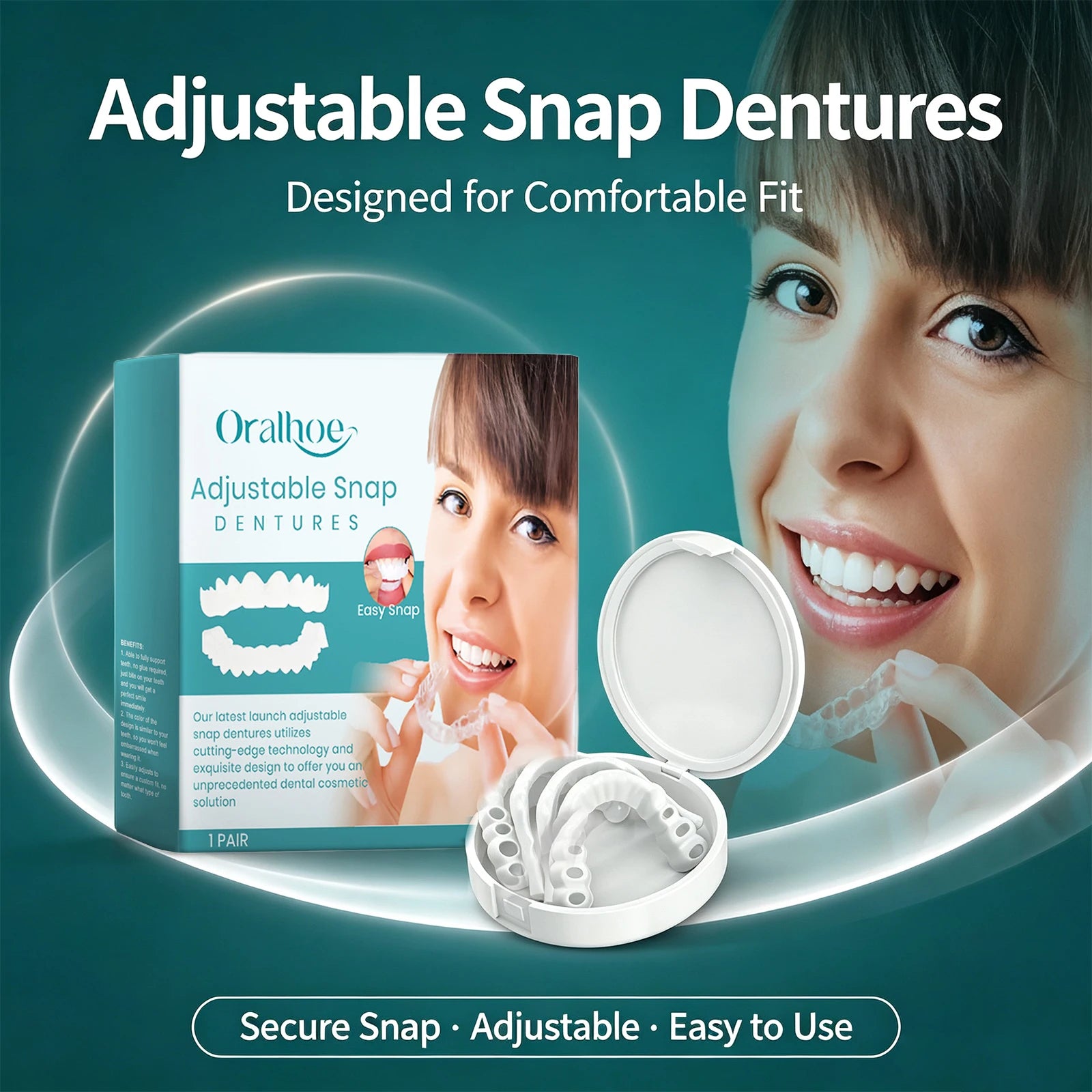 Adjustable Snap Dentures Temporary Teeth Veneers for Natural Smile - 6