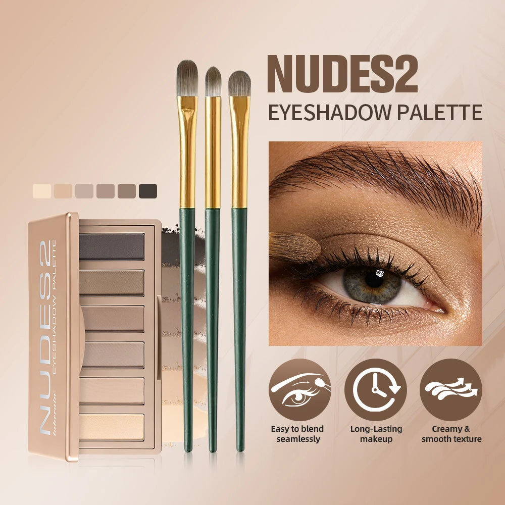 6 Color Eyeshadow Palette and Makeup Brush Set Matte Nude Eye Shadow