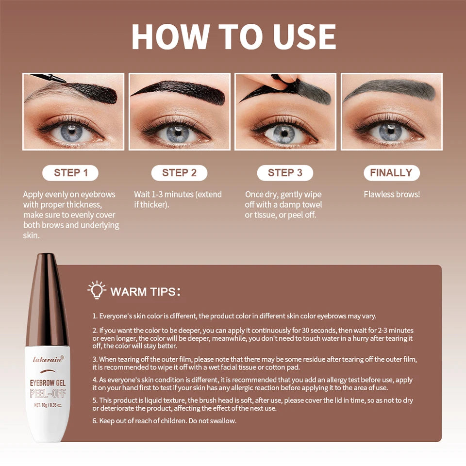 Peel Off Eyebrow Gel Waterproof Brow Tint Tattoo Cream - 16