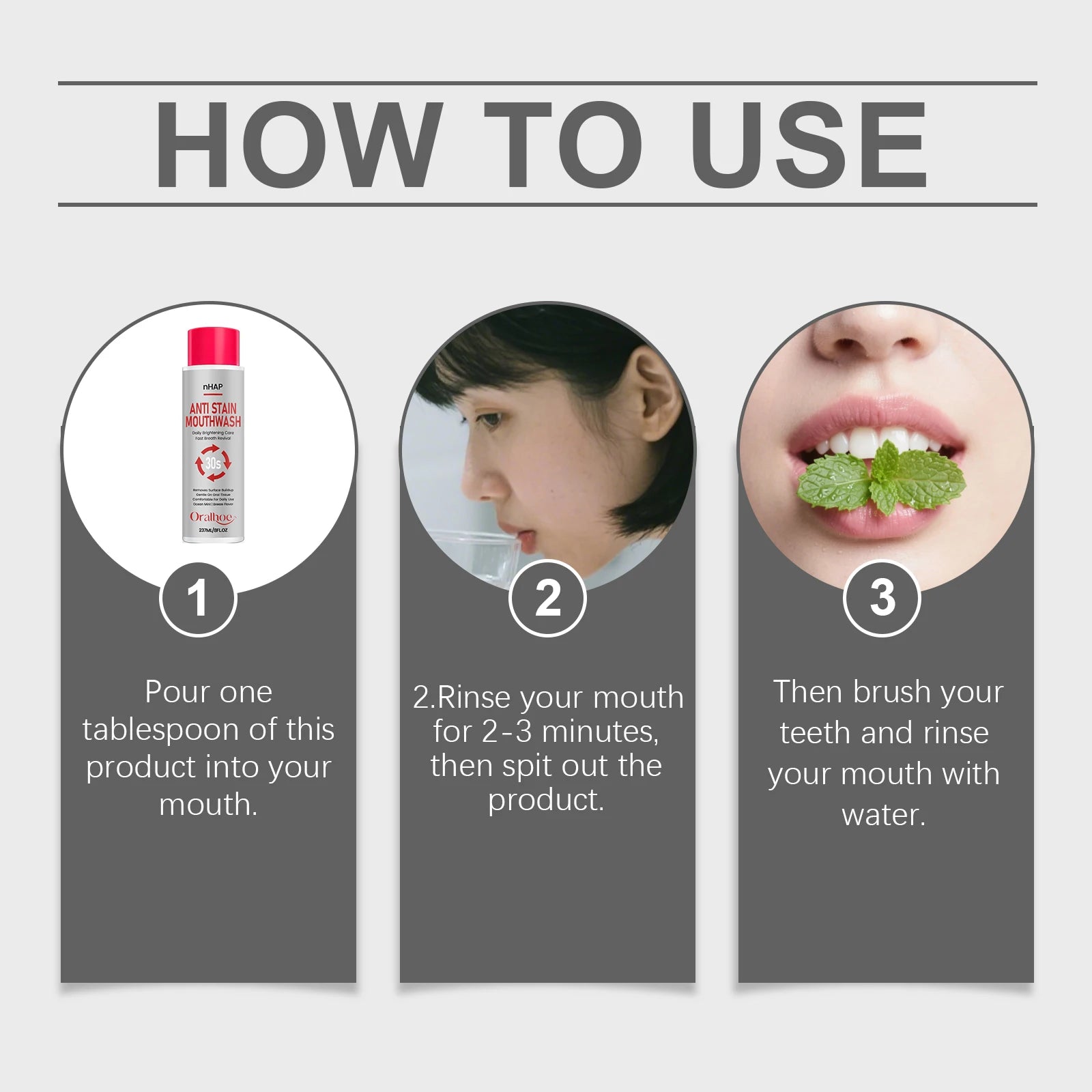 Anti Stain Mouthwash Alcohol Free Teeth Whitening Rinse - 12