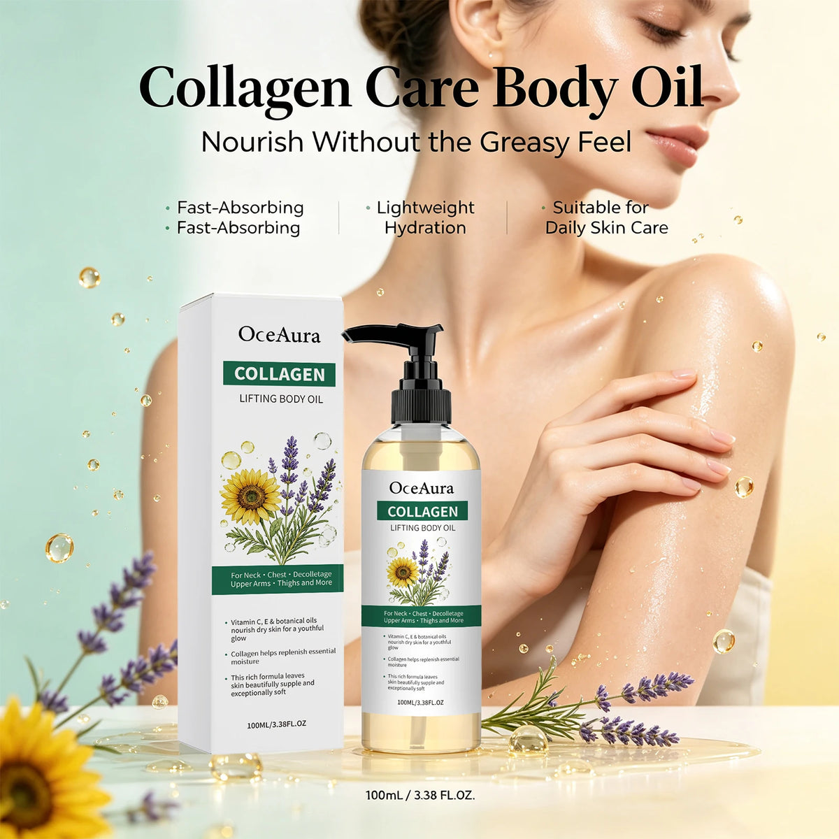 Collagen Body Oil Skin Tightening Moisturizer for Dry Rough Skin