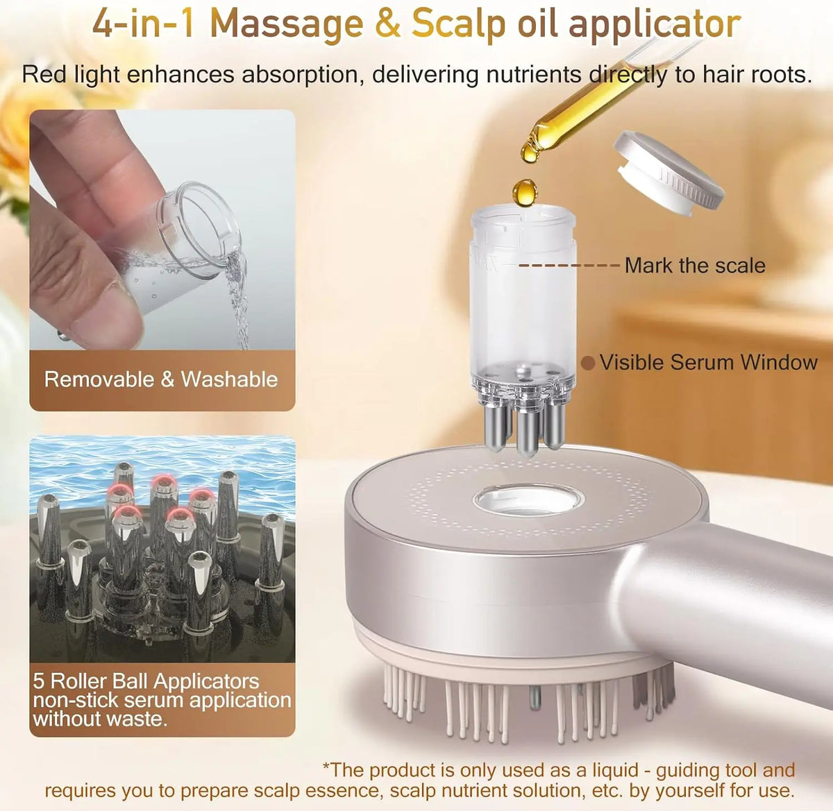 Electric Scalp Massager Comb and Hair Oil Applicator Brush