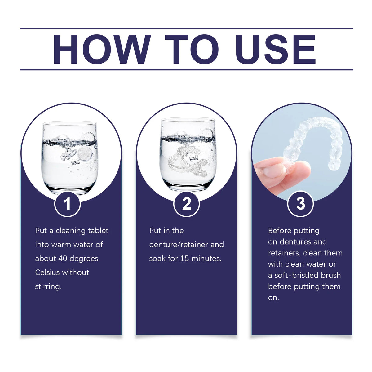 Denture Cleaning Tablets Effervescent Retainer and Mouth Guard Cleaner