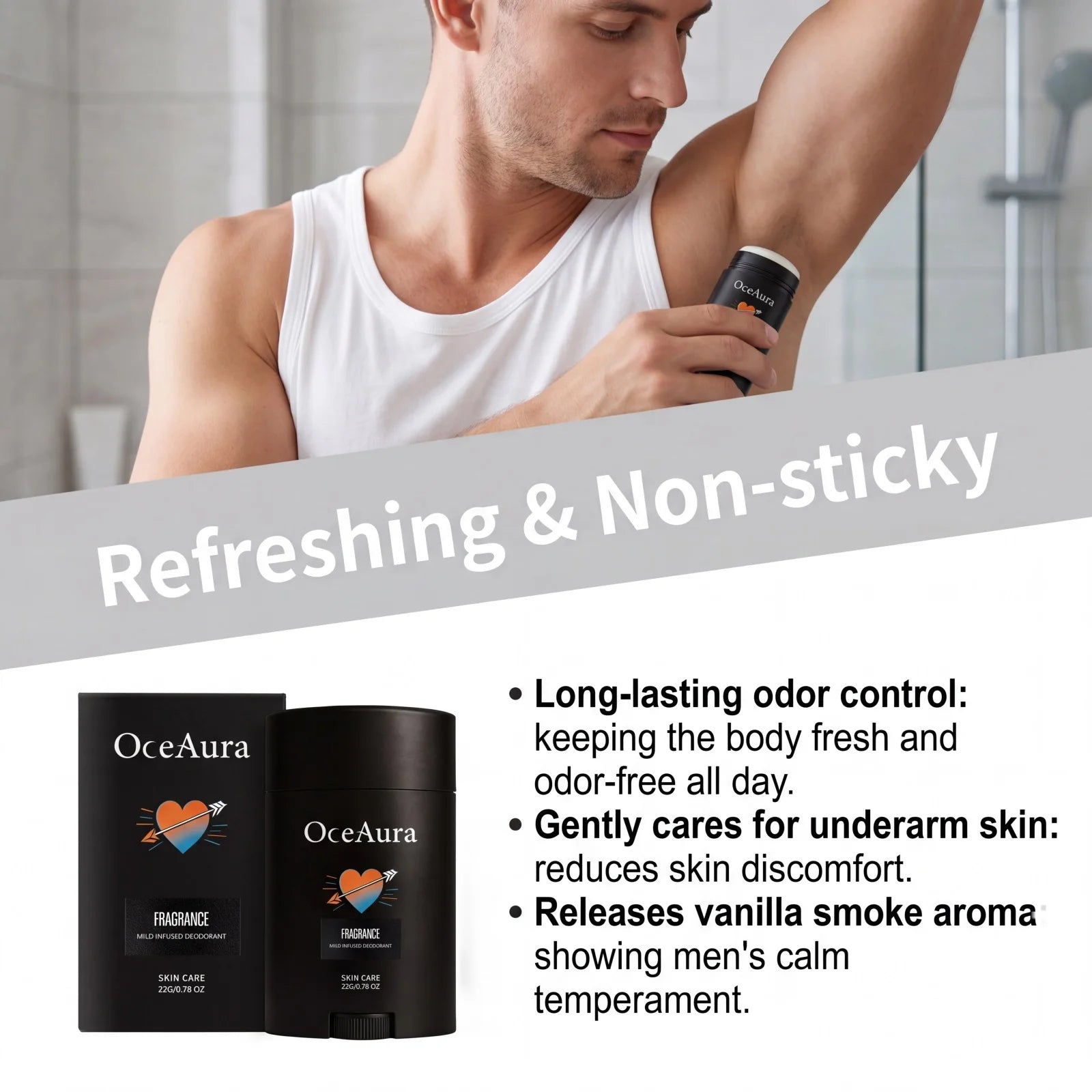 Mens Deodorant Stick Natural Underarm Antiperspirant Fresh Scent - 10