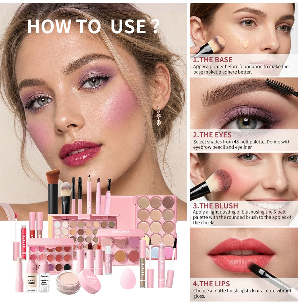 All in One Makeup Kit Professional Cosmetic Set for Face and Eyes