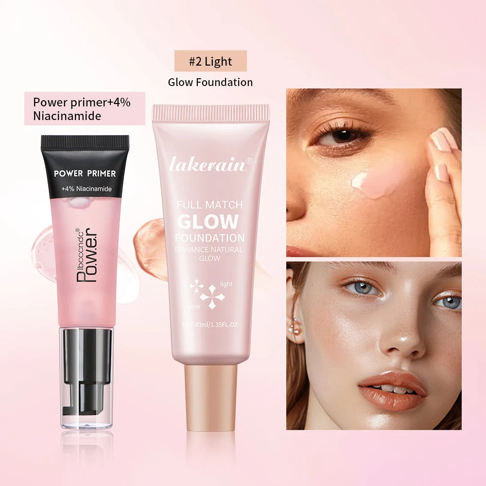 Power Primer and Glow Foundation Makeup Set Hydrating Face Cosmetics - 1