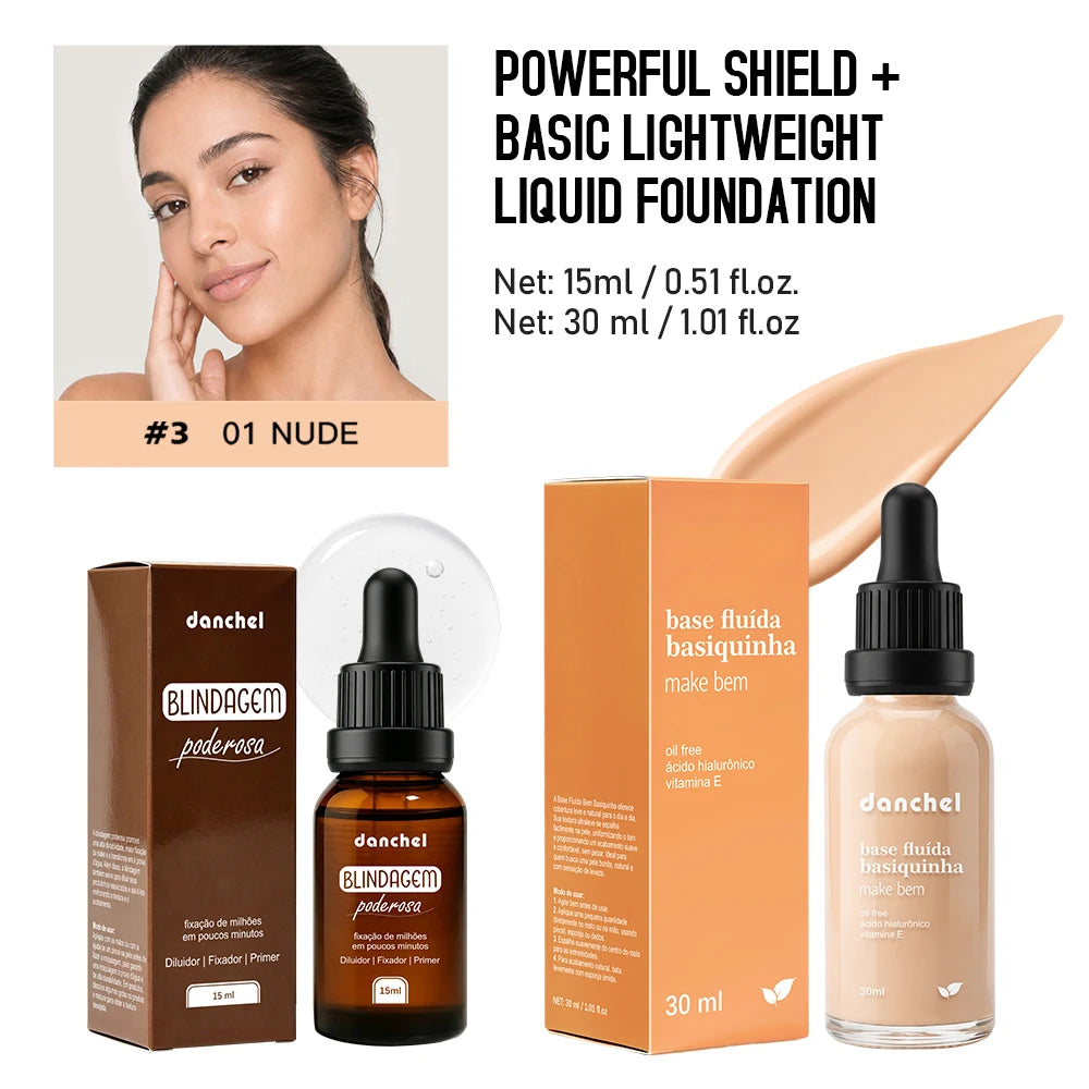 Liquid Foundation and Primer Set Long Lasting Makeup Combo - 19