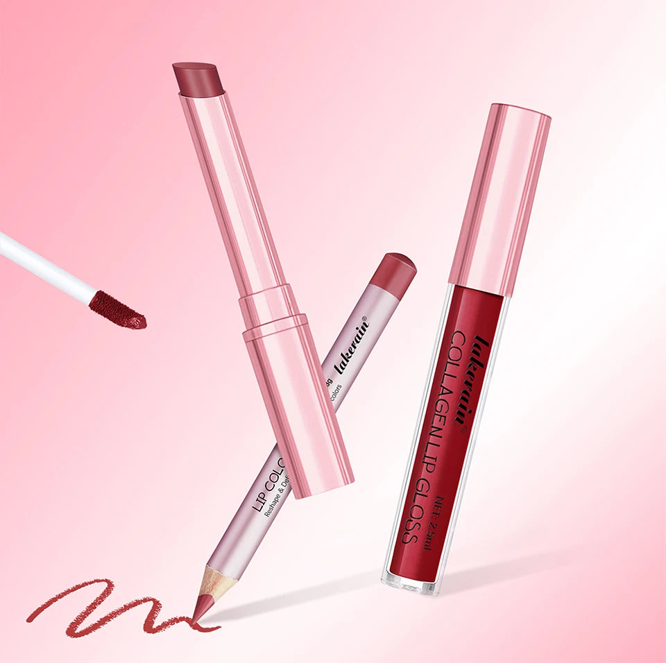 Matte Lipstick and Lip Liner Makeup Set Long Lasting Lip Cosmetic Kit - 18