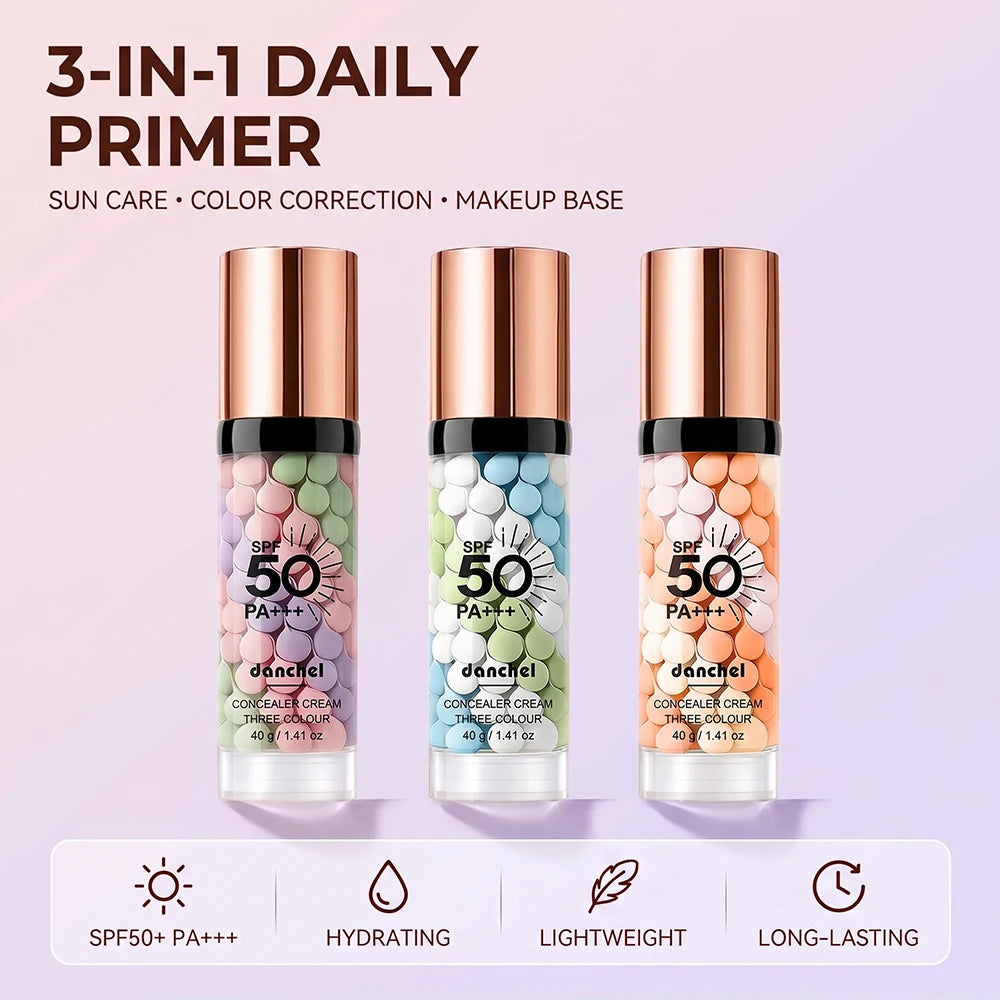 3 Color Correcting Concealer Primer SPF50 Face Makeup Base