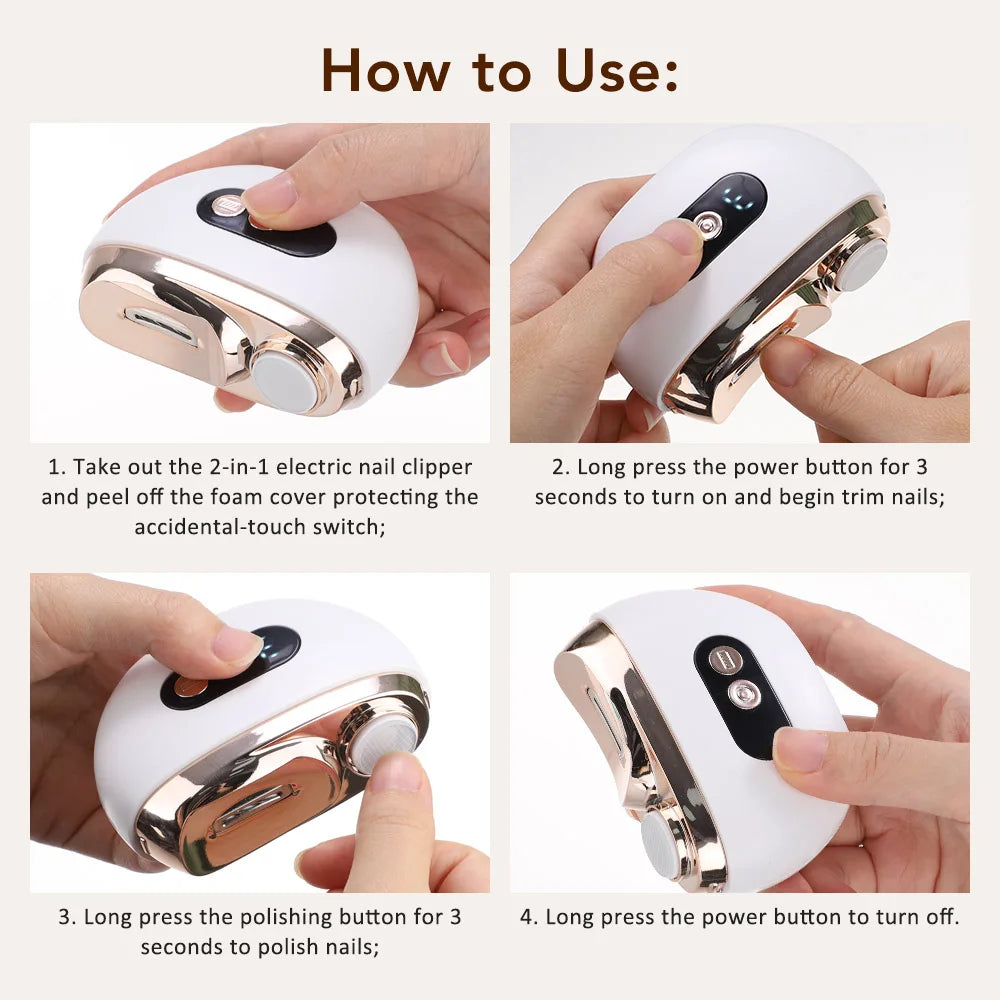 Electric Nail Clipper and Trimmer 2 in 1 Automatic Nail Grinder