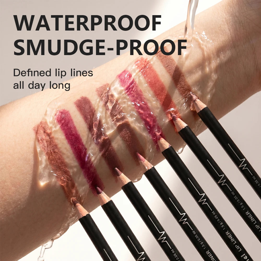 12 Piece Lip Liner Pencil Set Waterproof Matte Makeup Contouring Pen