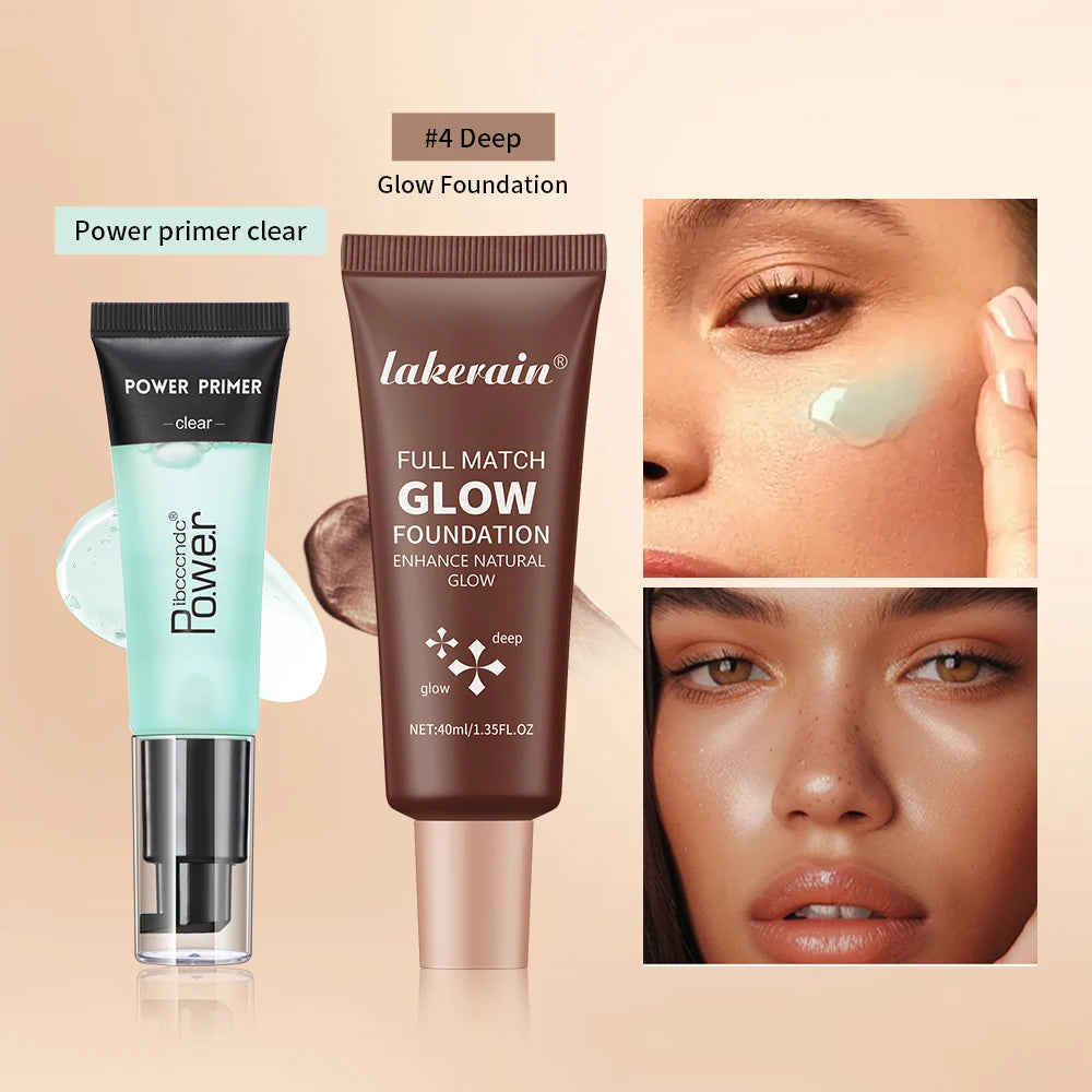 Power Primer and Glow Foundation Makeup Set Hydrating Face Cosmetics - 8