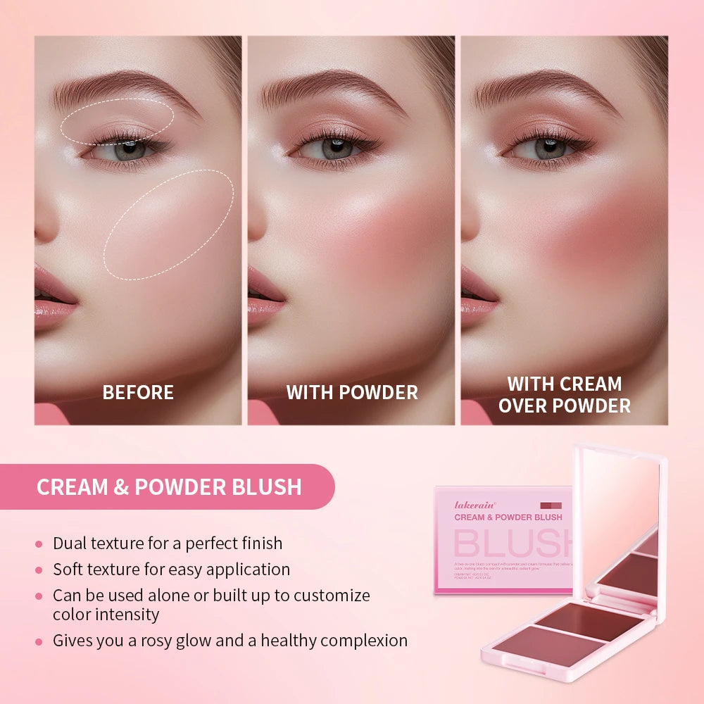 2 in 1 Cream and Powder Blush Face Blusher Makeup Palette
