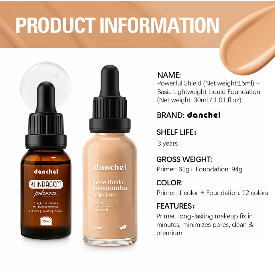 Liquid Foundation and Primer Set Long Lasting Waterproof Makeup Kit - 14