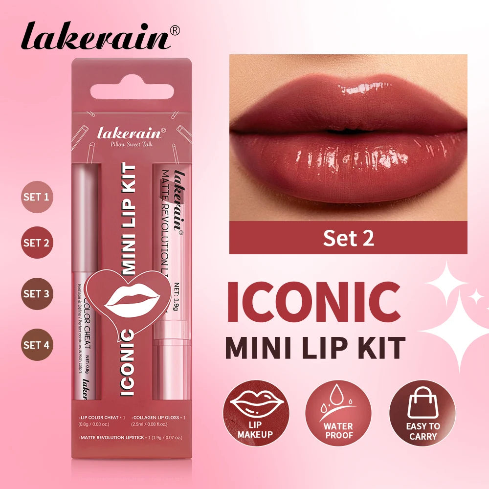 Matte Lipstick and Lip Liner Makeup Set Long Lasting Lip Cosmetic Kit