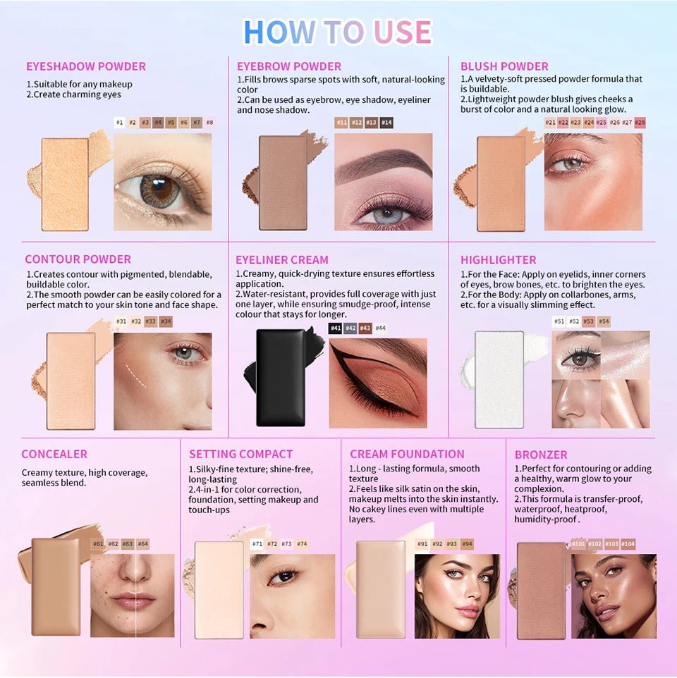 Eyeshadow Palette Refill Waterproof Magnetic Makeup Pan - 14