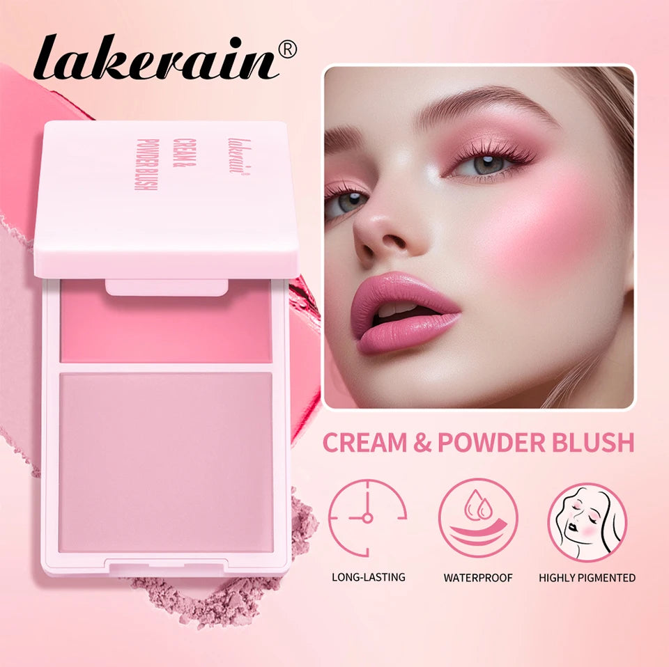 2 in 1 Cream and Powder Blush Face Blusher Makeup Palette