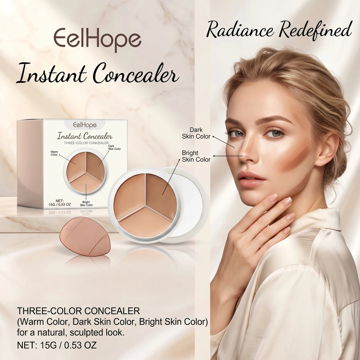3 Color Cream Concealer Palette Color Correcting Makeup