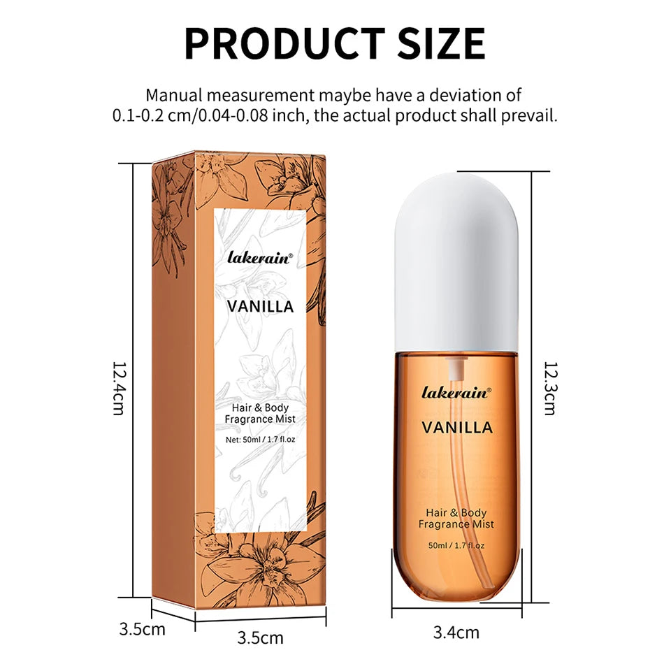 Vanilla and Rose Fragrance Mist Body Spray for Hair and Skin