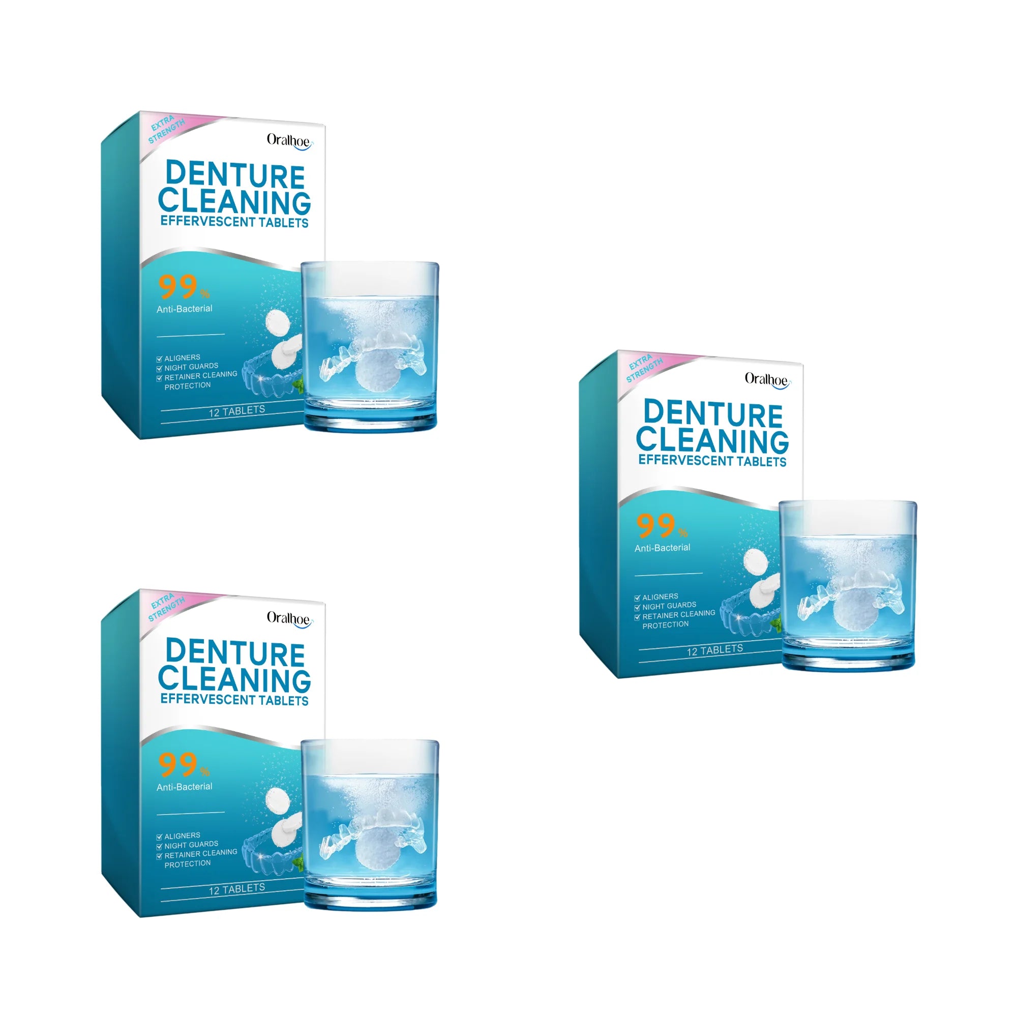 Denture Cleaning Tablets Effervescent Retainer and Aligner Cleanser - 16