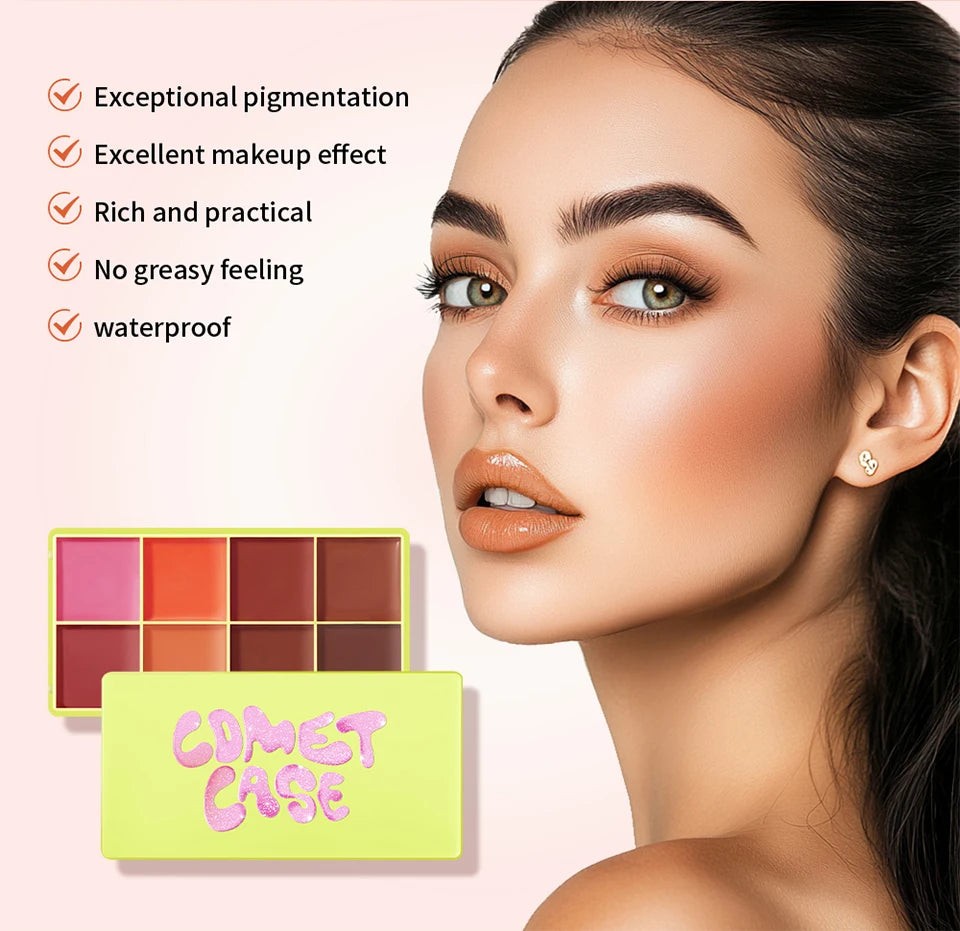 8 Color Cream Blush Palette Face Contour and Highlighter Makeup Set