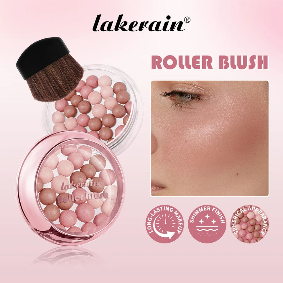 Roller Blush Spherical Powder Beads Shimmer Face Makeup Blusher