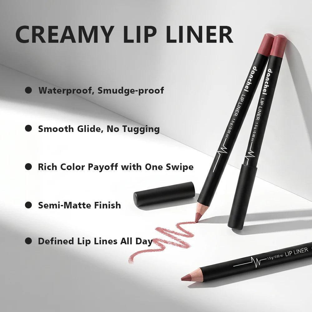 12 Piece Lip Liner Pencil Set Waterproof Matte Makeup Contouring Pen