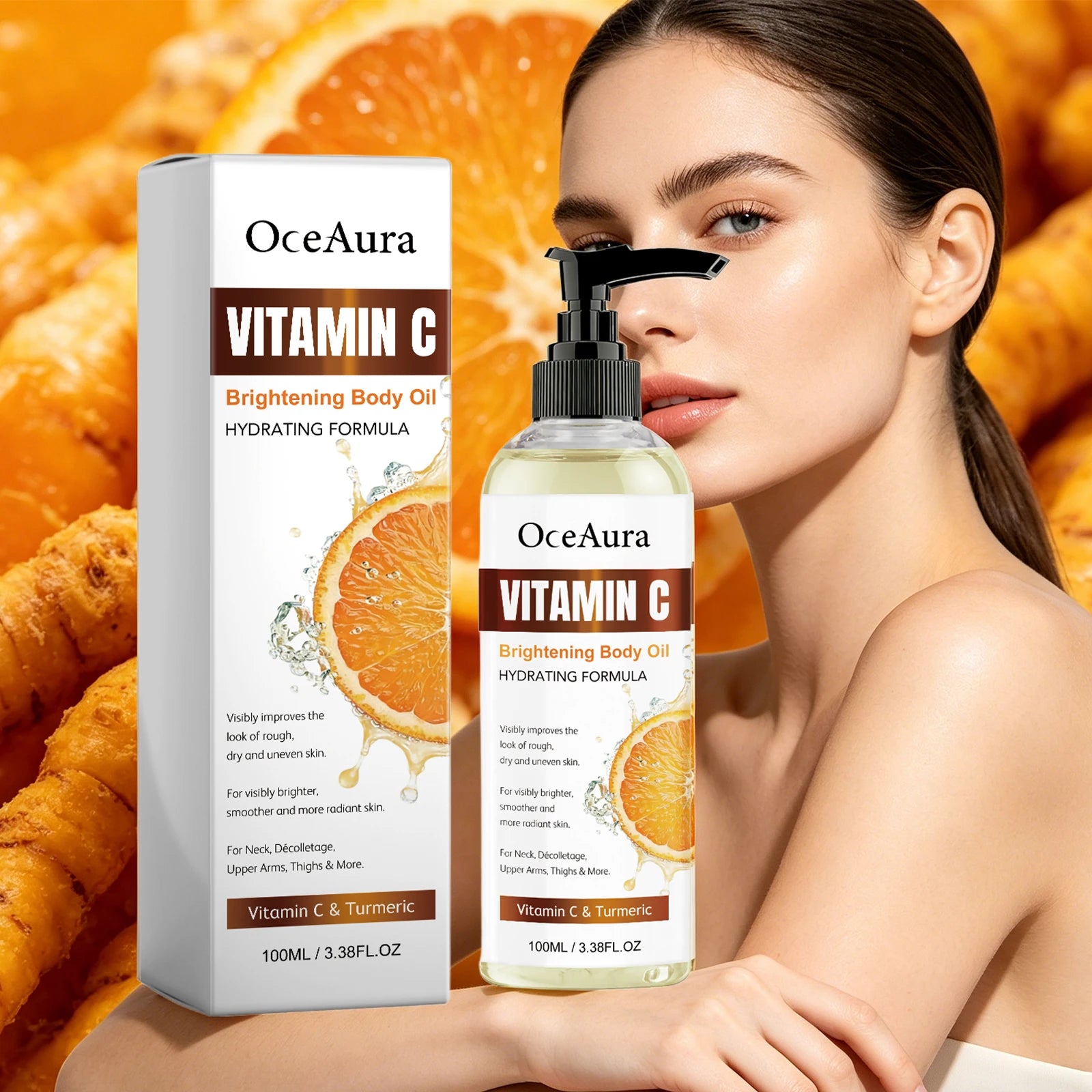 Turmeric Vitamin C Body Oil Brightening Glow Moisturizing Skin Serum - 1