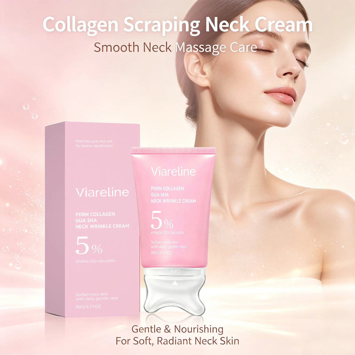Collagen Neck Cream and Anti Wrinkle Massager for Firming Skin