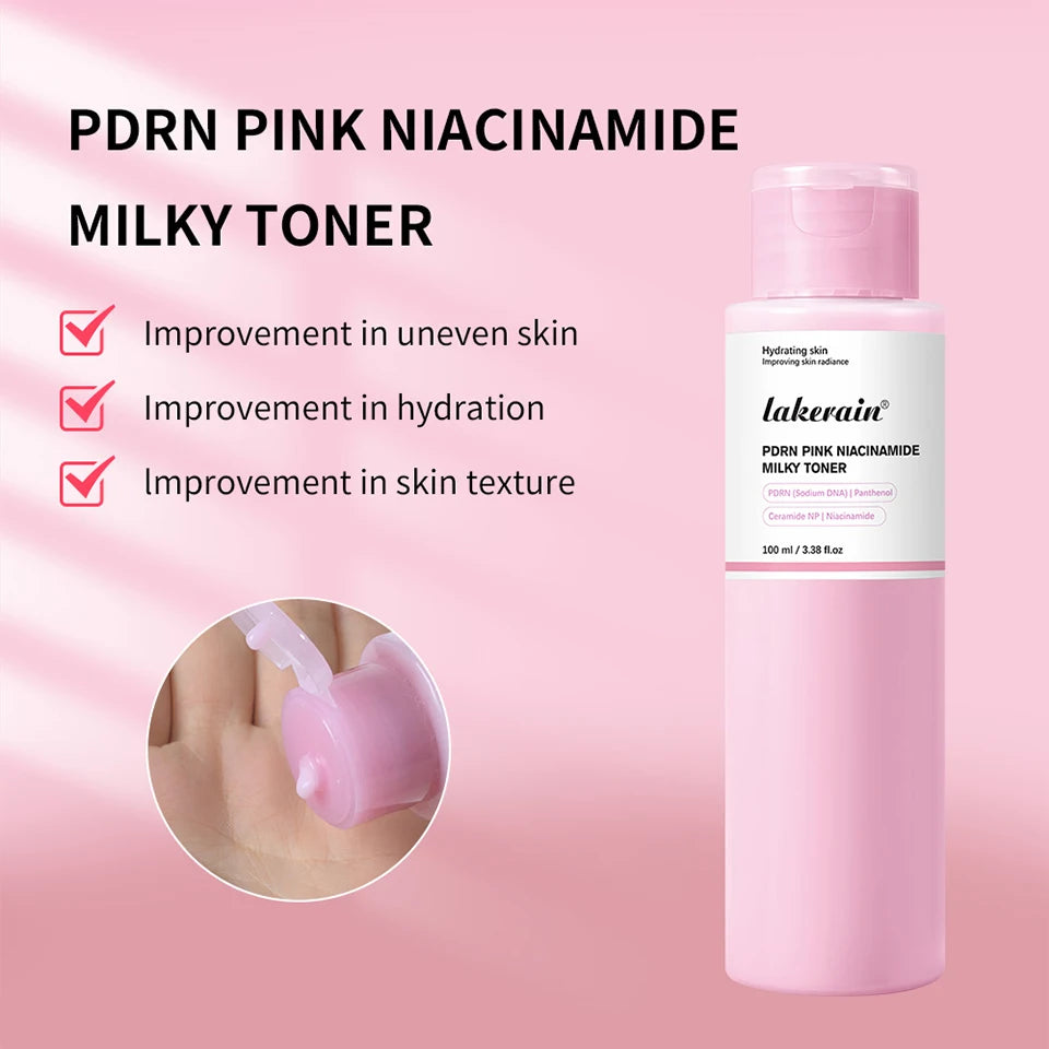 PDRN Niacinamide Toner Pink Milky Facial Lotion for Glowing Skin