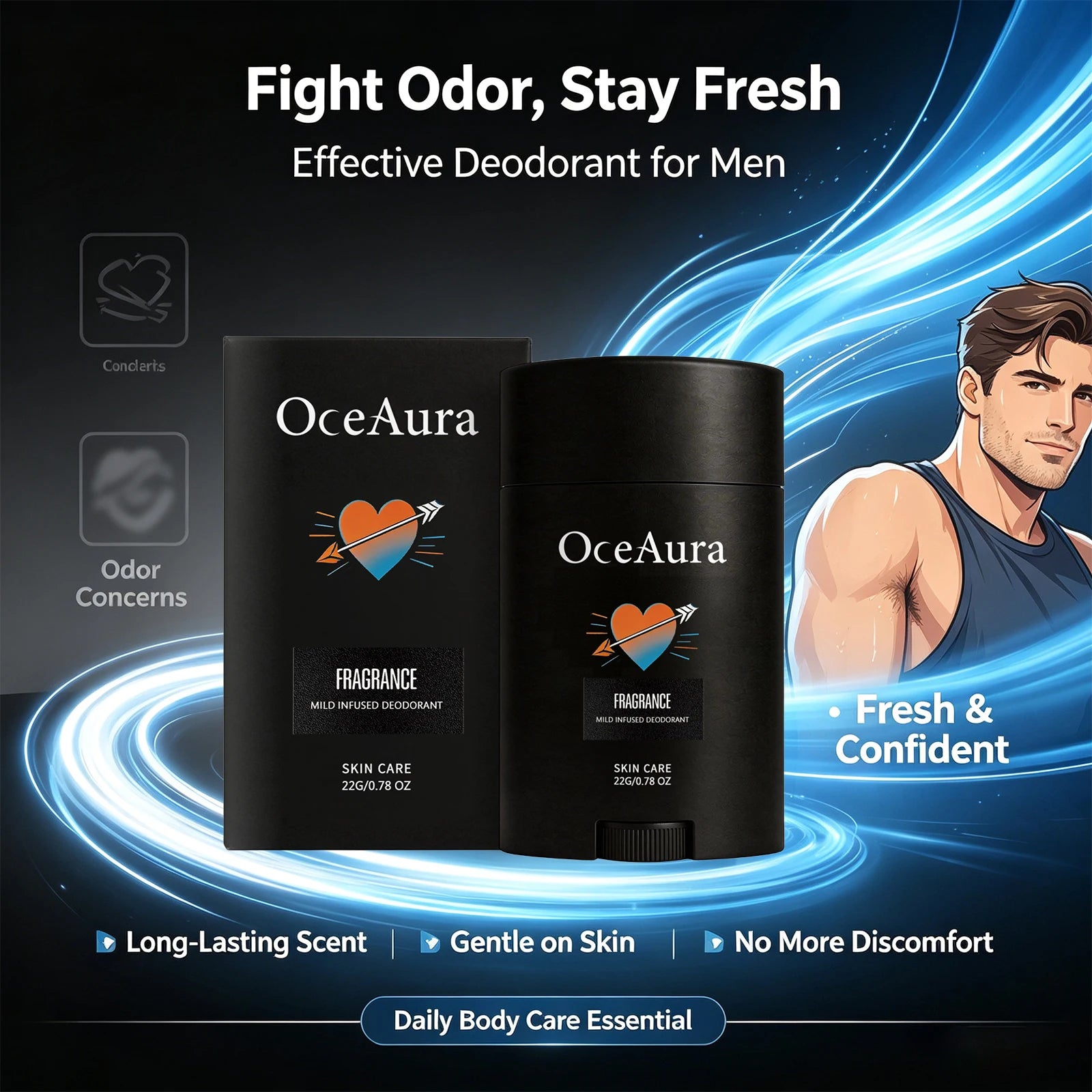 Mens Deodorant Stick Natural Underarm Antiperspirant Fresh Scent - 4