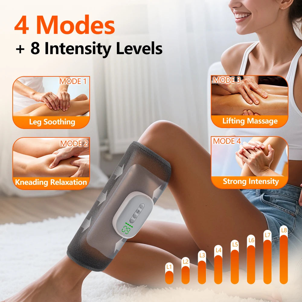 Cordless Leg Massager Calf Air Compression Wrap with Heat
