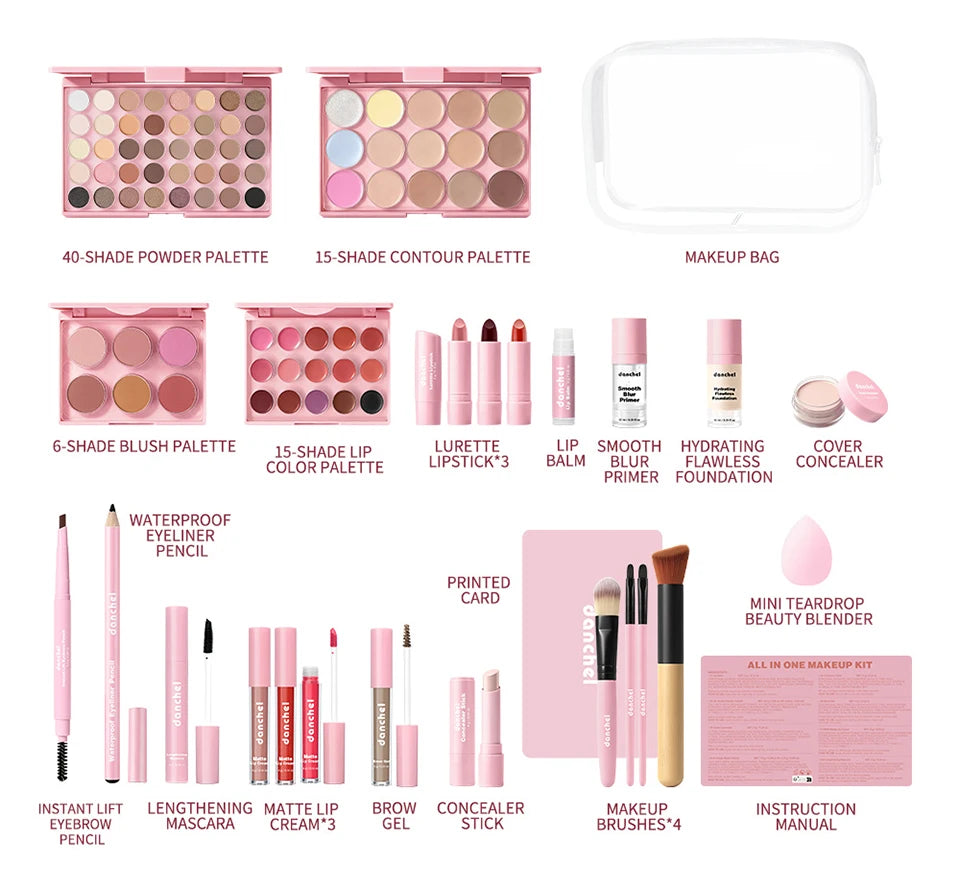 All in One Makeup Kit Professional Cosmetic Set for Face and Eyes - 8