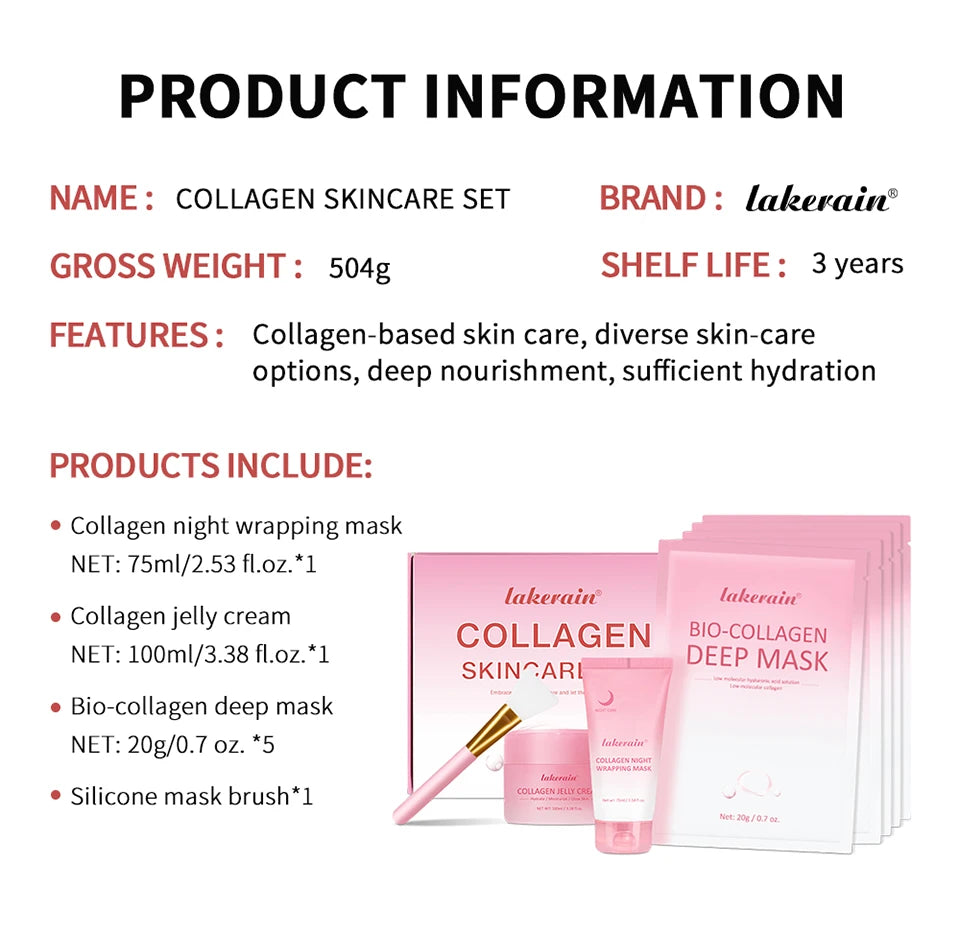 Collagen Skincare Set Facial Moisturizer and Deep Hydration Mask Combo