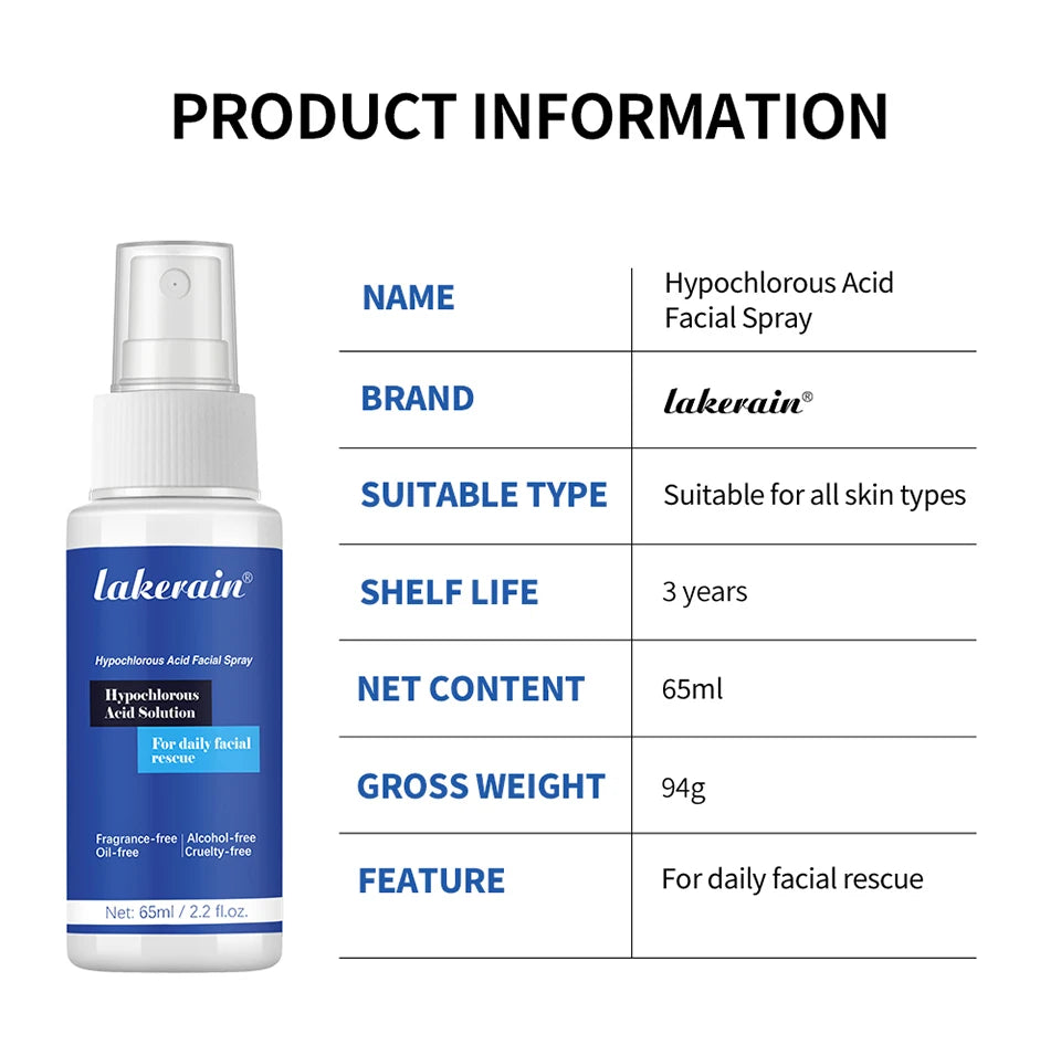 Hypochlorous Acid Facial Spray Skin Toner for Acne and Redness