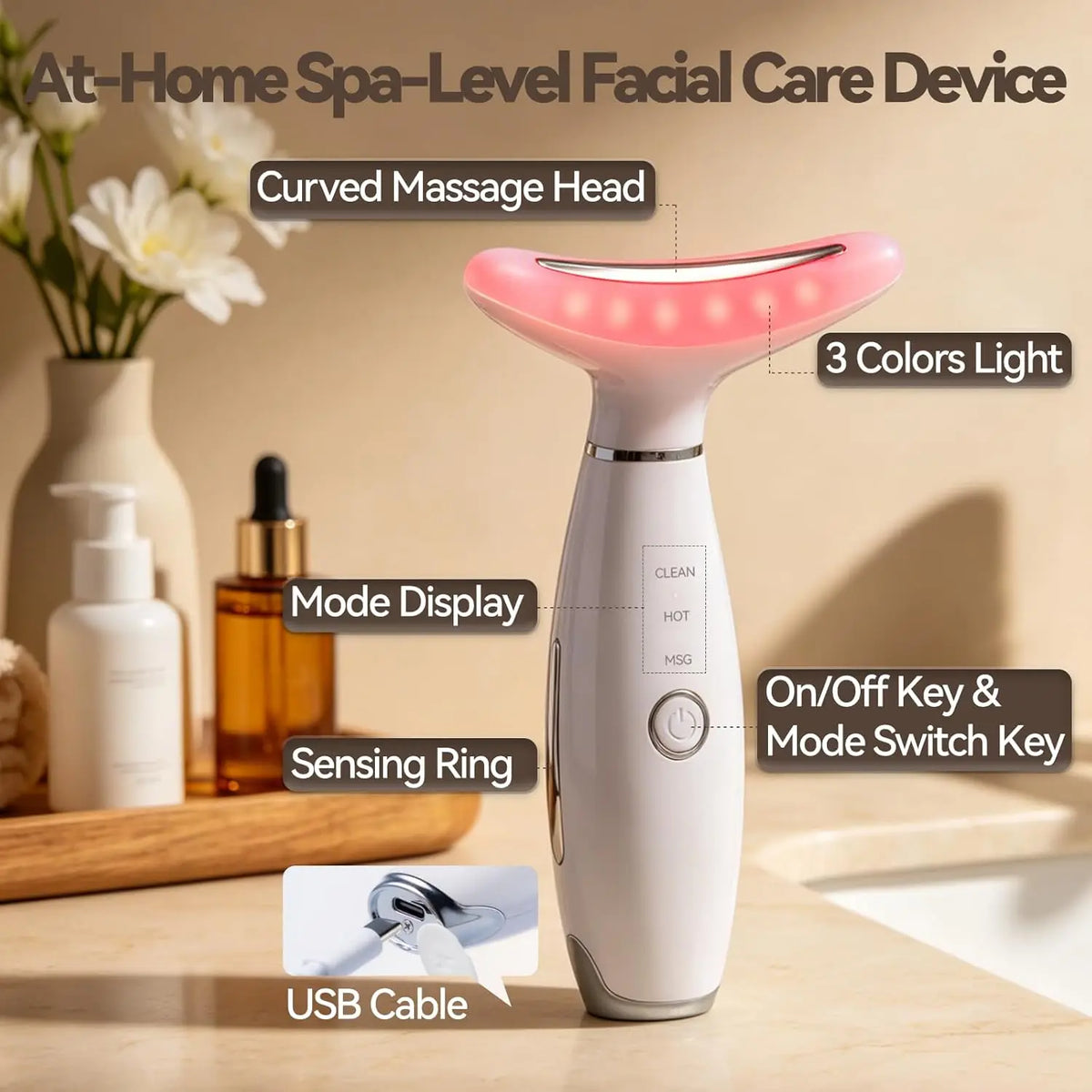 3 in 1 Facial Massager and LED Skin Tightening Device