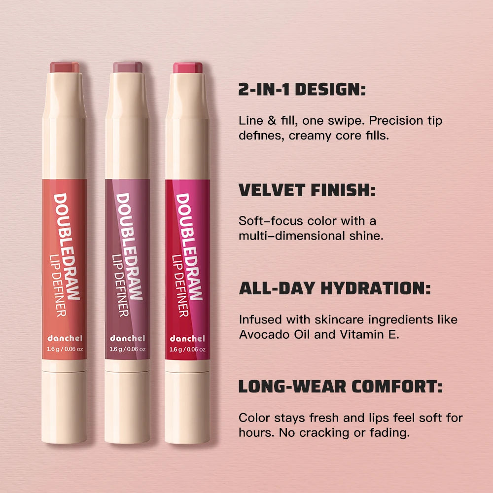 2 in 1 Lip Liner and Lip Gloss Matte Velvet Lipstick Pencil