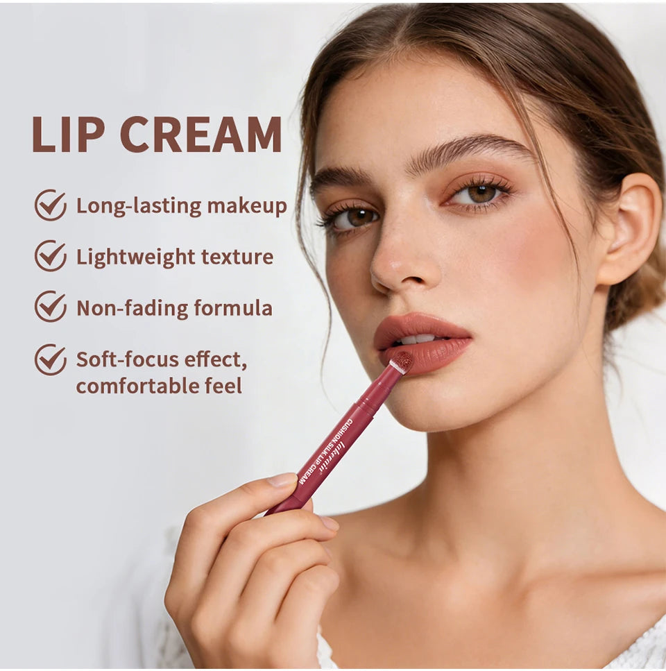 2 in 1 Lip Powder Cream and Cheek Blush Tint Waterproof Makeup - 9