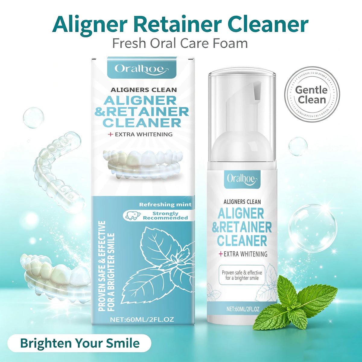 Aligner and Retainer Cleaner Dental Appliance Whitening Foam Mousse