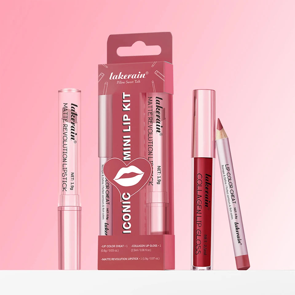 Matte Lipstick and Lip Liner Makeup Set Long Lasting Lip Cosmetic Kit