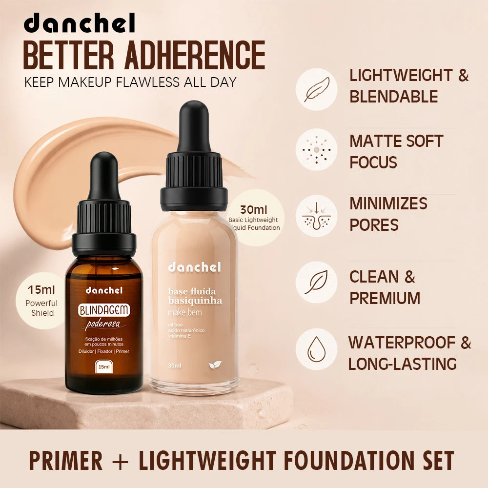 Liquid Foundation and Primer Set Long Lasting Waterproof Makeup Kit