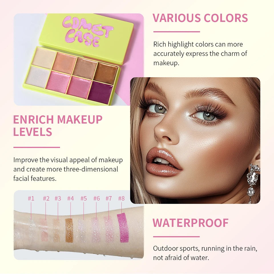 Cream Highlighter Palette and Face Bronzer Makeup Set