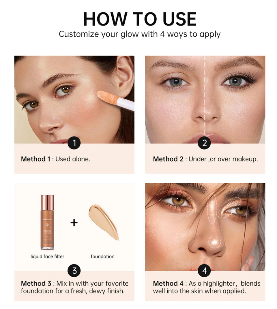 Liquid Face Highlighter Makeup Glow Boosting Illuminating Serum - 15
