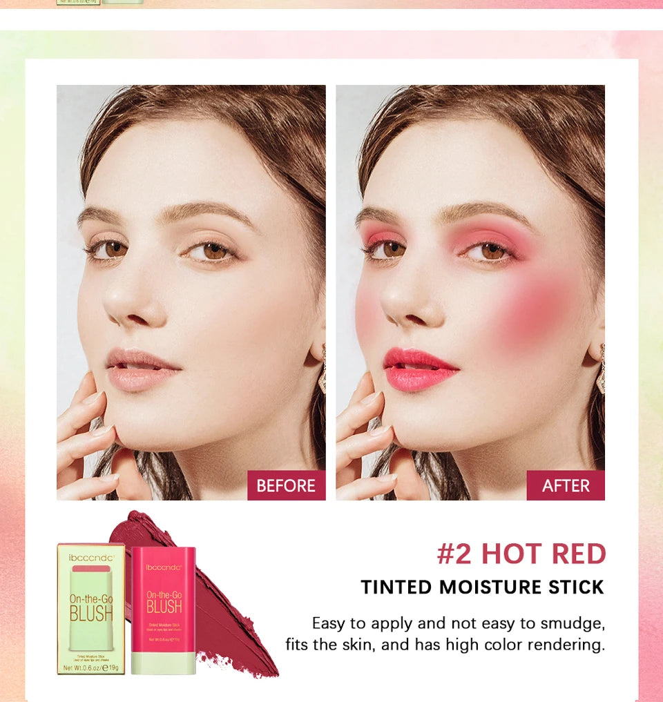Tinted Blush Stick Moisturizing Cream Blusher for Cheeks and Lips